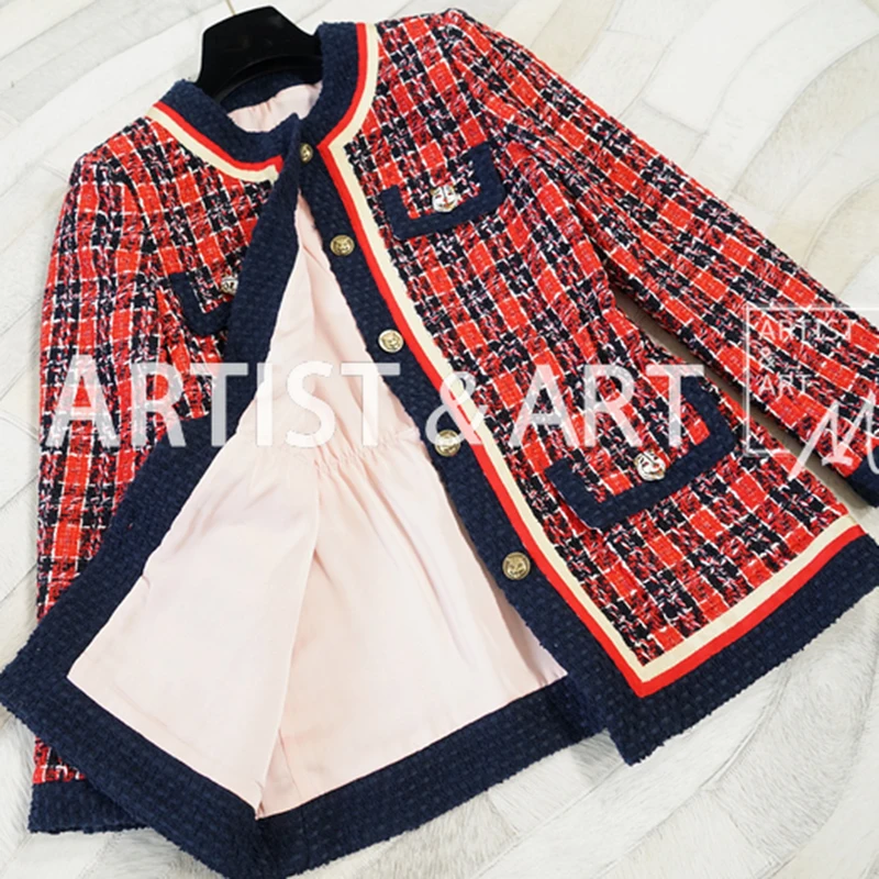 Svoryxiu 2018 Runway Custom Autumn Winter Coats Outwear Women's High Quality Wool Blends Slim Plaid Female Coat