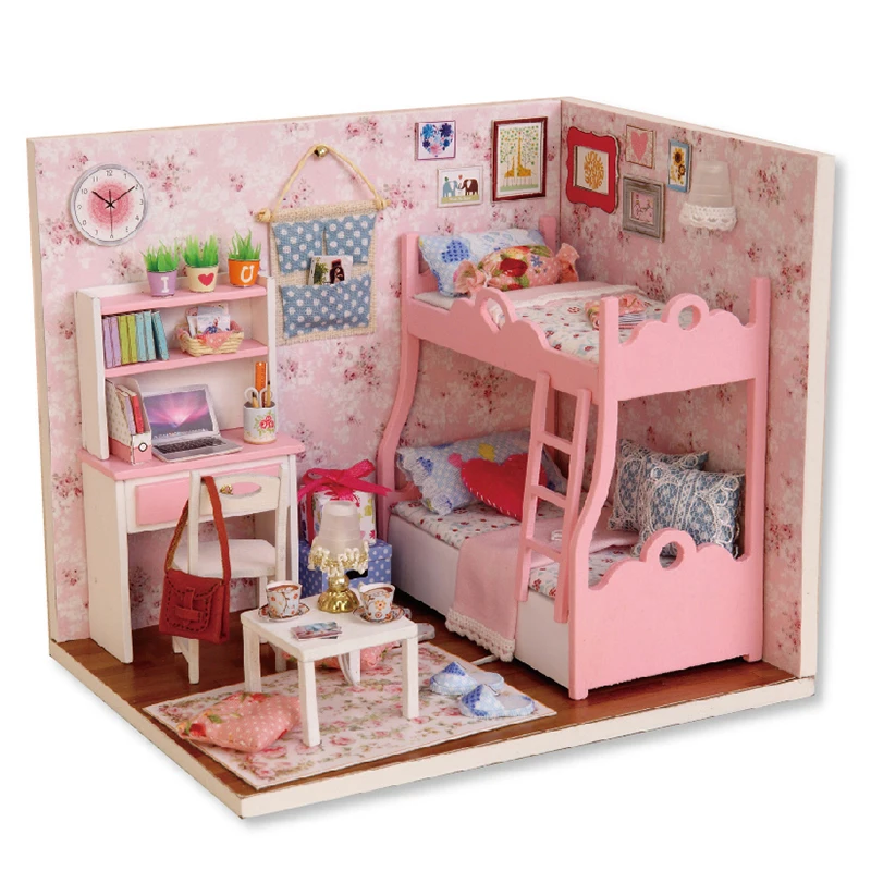 Doll House Furniture DIY Miniature Model Dust Cover 3D Wooden Dollhouse Christmas Girlfrend Gifts Toys For Children Kitten Diary - Цвет: type 3