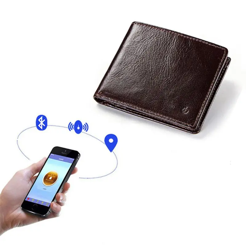 

Fashion New Smart Wallet RFID Secure Men's Genuine Leather Mini Short Purse with Alarm GPS Map Bluetooth Coin Bag Multifunction