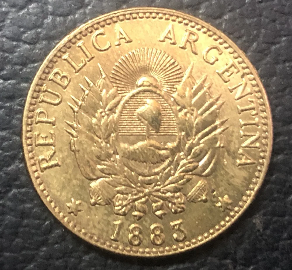 1883 Argentina 5 Pesos/1 Argentino Золото Имитация монеты 22 мм