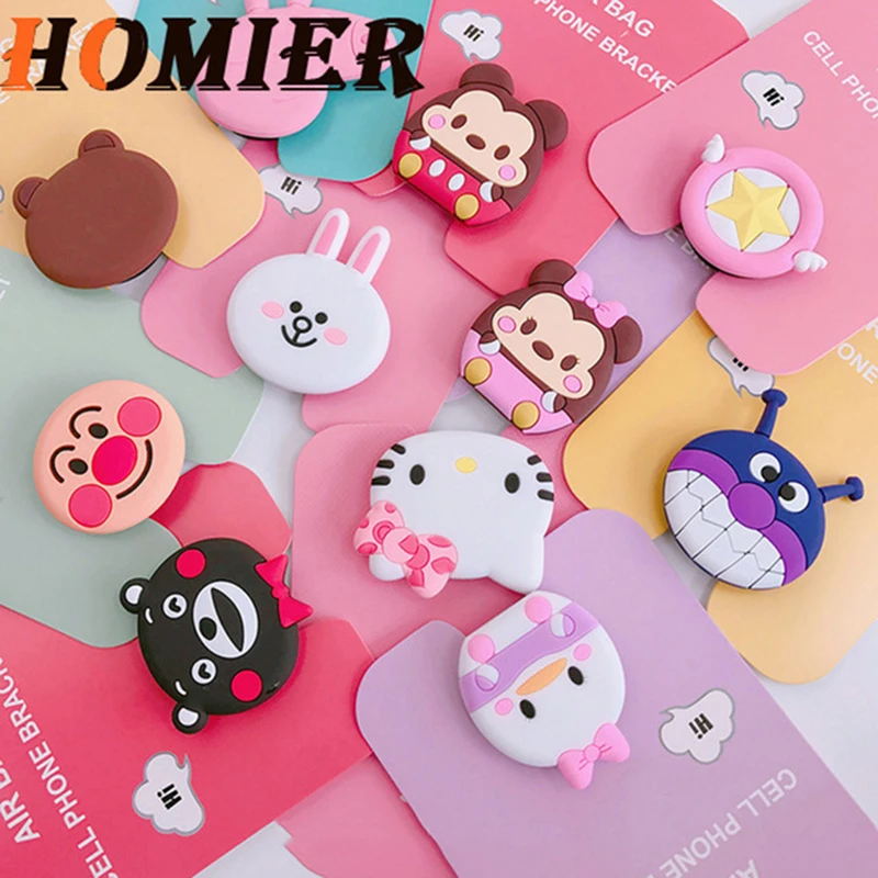 

Universal phone Stand bracket Expanding Stand stretch grip phone Holder Finger Cute cartoon stand for iphone 7 8 X phone socket