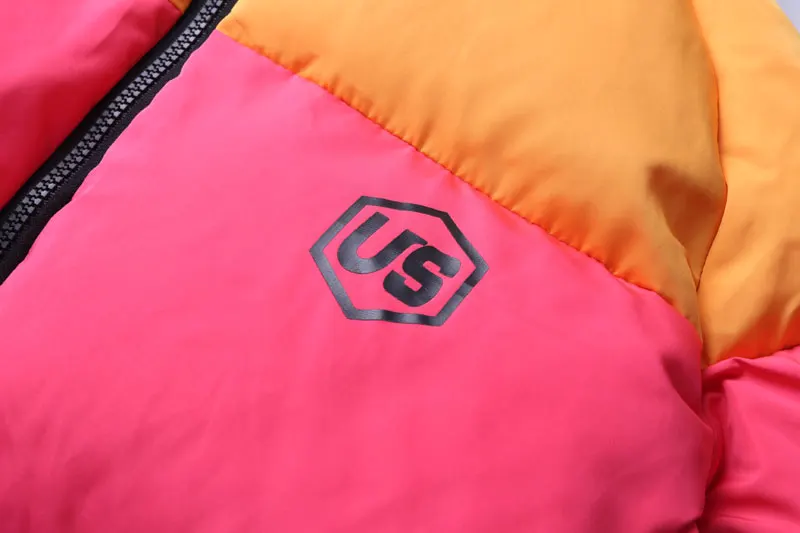 Rainbow Color Block Thick Parkas 4