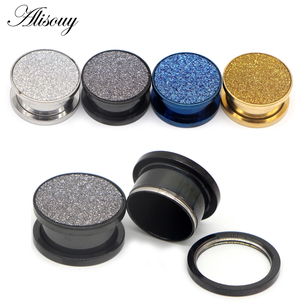 

Alisouy 1pc Punk scrub Ear Plug Tunnel Screw Fit Expansion Ear Stretcher Fresh Tunnel Gauges Body Piercing Jewelry 6-25mm