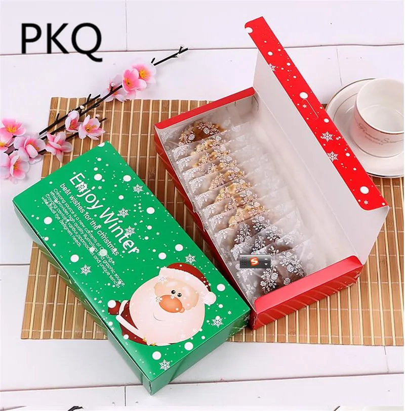 

10pcs Large Christmas gift box for cookies chocolate packaging box Craft cardboard macaron box christmas tree decorations