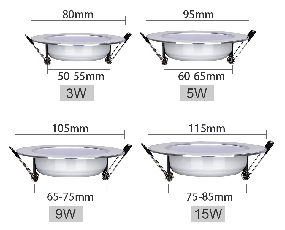 Светодиодный светильник 3 Вт, 5 Вт, 7 Вт, 9 Вт, 12 Вт, 15 Вт, Круглый встраиваемый светильник 220 В, 230 В, 240 в, светодиодный светильник для спальни, кухни, внутреннего освещения