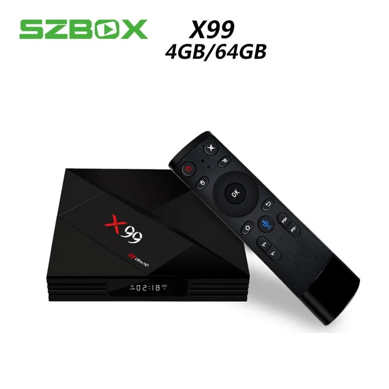 

x99 rk3399 4gb 64gb smart android tv box 7.1 2.4g / 5g wifi bluetooth usb h.265 4k 4.1 3.1 gen1 type - c / a media player pk h96