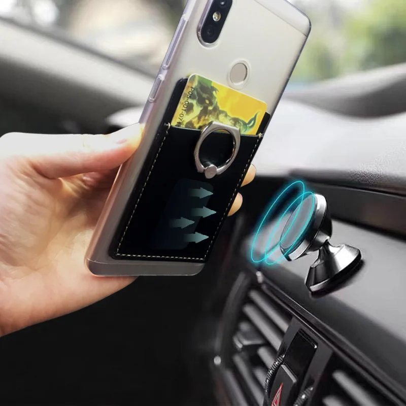 Держатель для карт мобильного телефона анти-RFID сканирующая наклейка на заднюю панель с магнитным кольцом-подставкой для автомобиля, наборы карт, креативные подарки