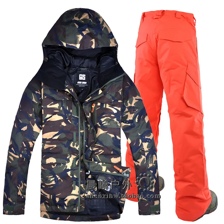 Камуфляжные лыжные костюмы, Мужская лыжная куртка и брюки, водонепроницаемая ветрозащитная куртка и брюки для сноуборда, Мужская зимняя одежда