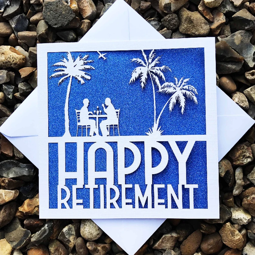 100pcs Shiny Paper Party Retirement Invitation Decoration Laser Cut Happy words on Card Greeting | Дом и сад