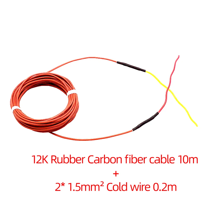 10 м 12 к нагревательный пол Электрический инфракрасный нагревательный кабель система 3 мм углеродное волокно нагревательный провод красный потепление кабели пол Отопление