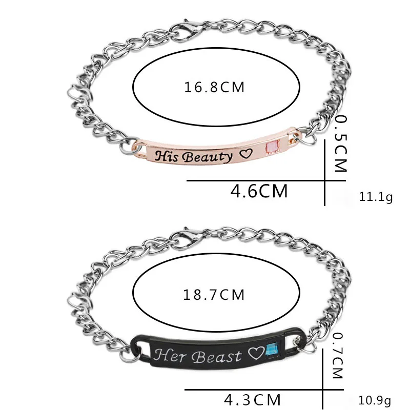 3* его королева ее король его красавица ее чудовище ее принц его принцесса пара браслет подарок на день Святого Валентина ювелирные изделия браслет