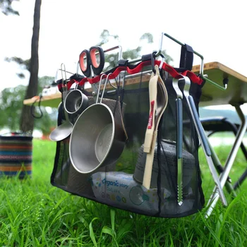 

Outdoor Camping Wire Storage Rack Portable Bag Picnic Table Barbecue Kit Kitchen Sundries Net Suit camping equipment