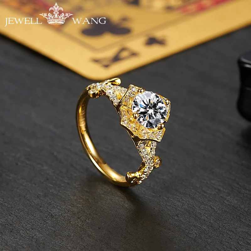 Ювелирные изделия moissantes обручальные кольца для женщин покер 18 К золото алмаз сторона 1.0ct Сертифицированный vvs1