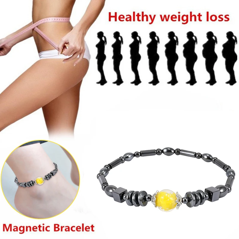 Черный камень потеря веса магнит ножной браслет магнитотерапия браслет для похудения забота о здоровье для мужчин женщин ювелирные изделия