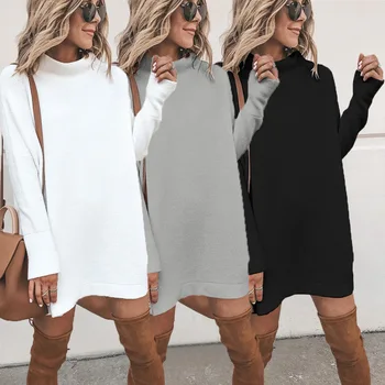 

Women Sweater Long Pullover Knitted Long Sleeve O-Neck Casual Girls Sweaters Basic Autumn Winter New