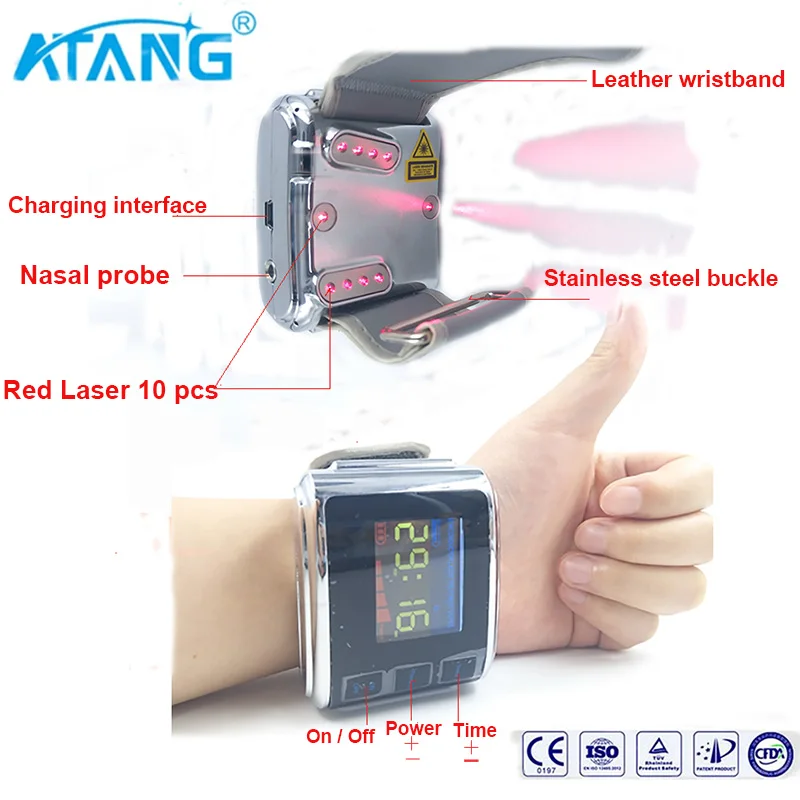 ATANG 2018 New Laser Watch Therapy High Blood Pressure LLLT Diabetes Rhinitis Cholesterol Hypertension Reduced Blood Viscosity