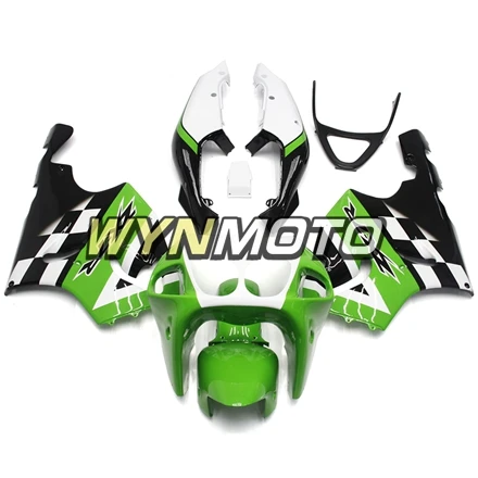 Полный АБС-пластик Обтекатели для Кавасаки ZX7R ZX-7R 1996-2003 96 97 98 99 00 01 02 03 мотоцикл обтекатель комплект зеленого и белого цветов, обтекатели