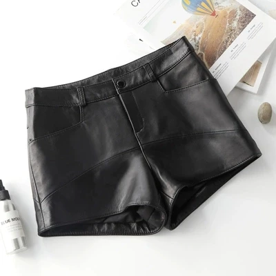 

Mid-rise Wide-leg Sheepskin Shorts