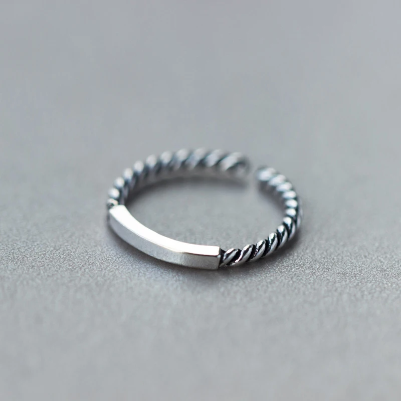 

MloveAcc 100% 925 Sterling Silver Fashion Jewelry Vintage Twist Cocktail Ring Sizable Girls Kids Xmas Gift