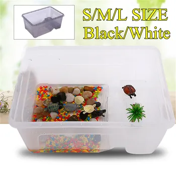 

Plastic Transparent Fish Tank Large Capacity Aquarium Habitat Tub Insect Reptile Breeding Feeding Box Turtle Tank Platform S/M/L
