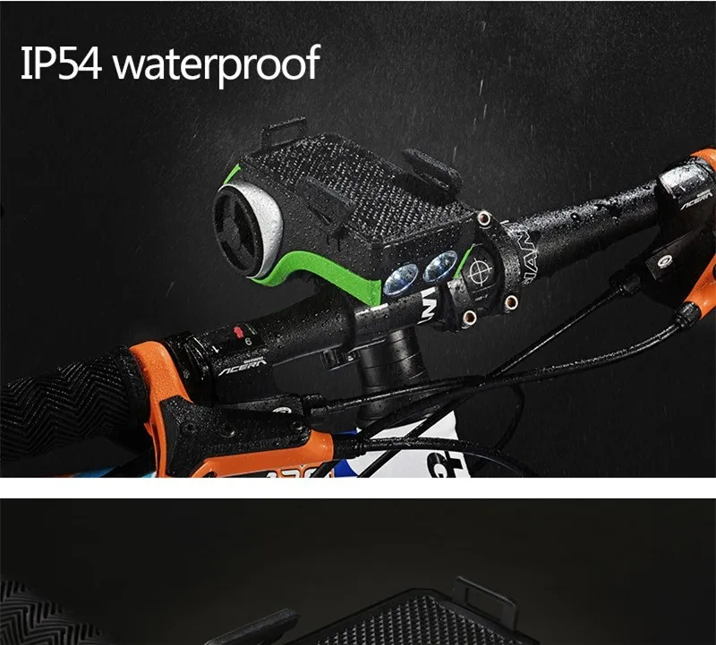 Discount ROCKBROS 5 In 1 Double LED Bicycle Light+Bluetooth Audio MP3 Player Speaker+Charging Power Bank+Ring Bell+Bicycle Phone Holder 8