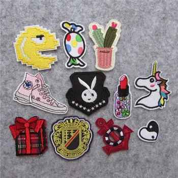 

12 kind different loveliness cartoon patter hot melt adhesive applique embroidery patches stripes DIY clothing accessory