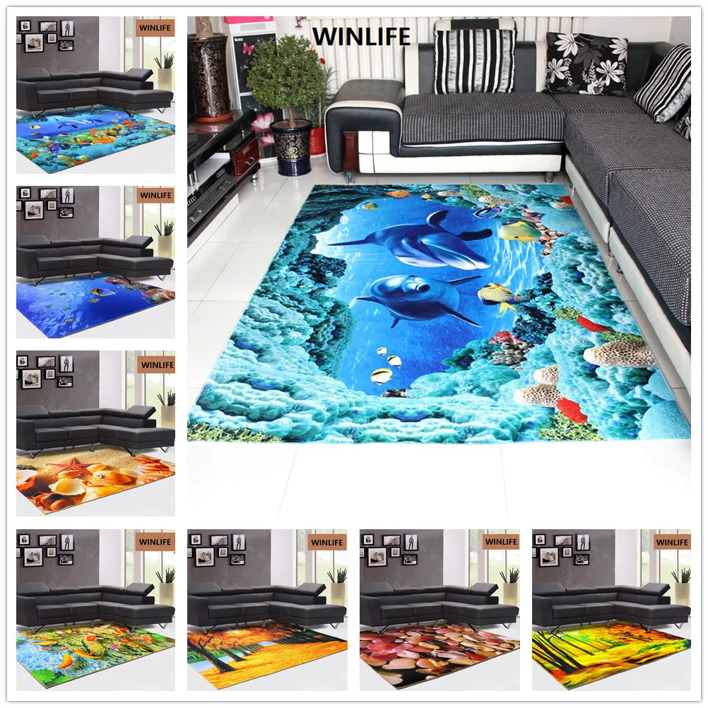 

3D Underwater World Carpets For Living Room Printing Home Bedroom Rugs And Carpets Modern Coffee Table Floor Mat Study Room Mat