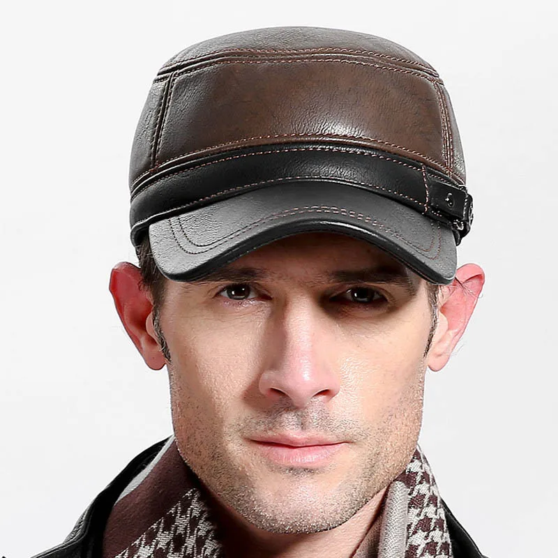 Billige Fibonacci marke qualität männer baseballmütze leder patchwork herbst winter caps einstellbare flatcap mittleren alters erwachsene dad hüte