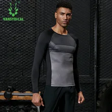 Vansydical Мужская для спортзала Топы компрессионные рубашки майка для бодибилдинга рубашки фитнес тренировки для бега, кроссфита футболки с длинными рукавами