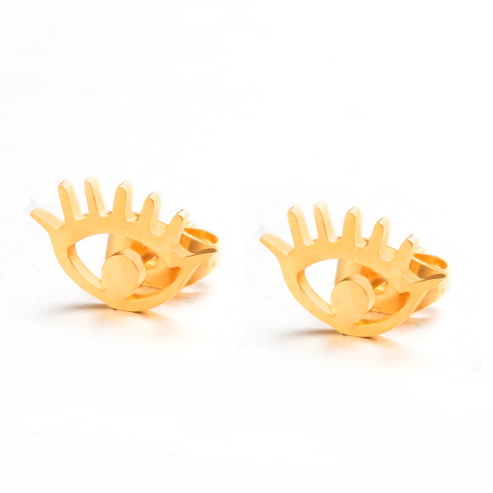 

Hot sell Fashion Stainless steel Eyes women's earrings Golden & Silver Eyes Stud Earrings for women Trendy jewelry 2018