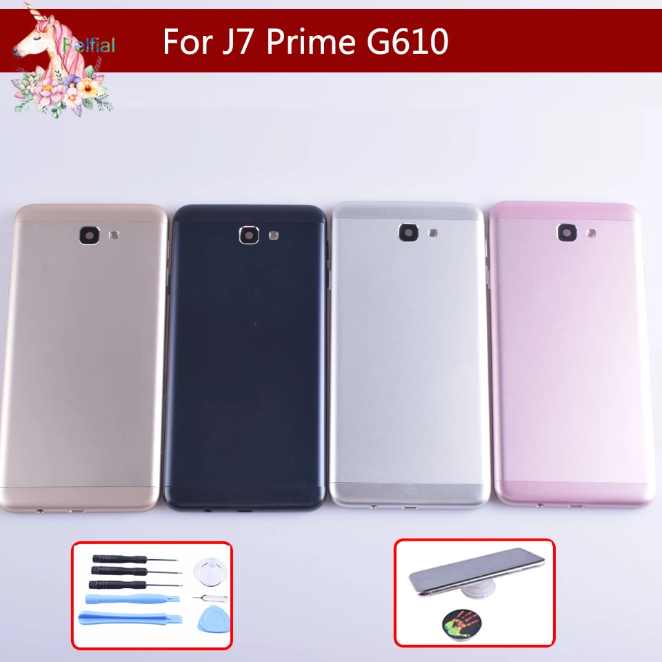 

10pcs/lot Battery Cover Housing For Samsung Galaxy J7 Prime G610F G610 On7 2016 Back Cover Case Rear Door Replacement Parts+Logo