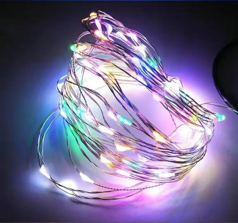 

100LEDs 10M silver Wire Starry vine fairy String moon Lights Wedding Christmas Festival Lamp Garden Garland decor+12v DC Adapter