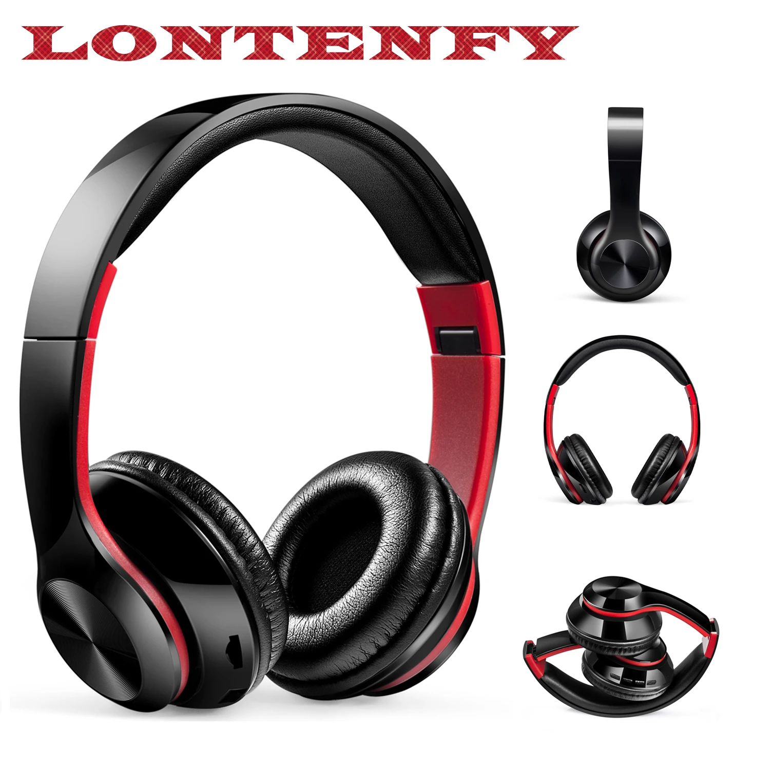 

LONTENFY HIFI Stereo Earphones Bluetooth Headphone Music Headset FM And Support SD Card With Mic for All Smartphone iphone