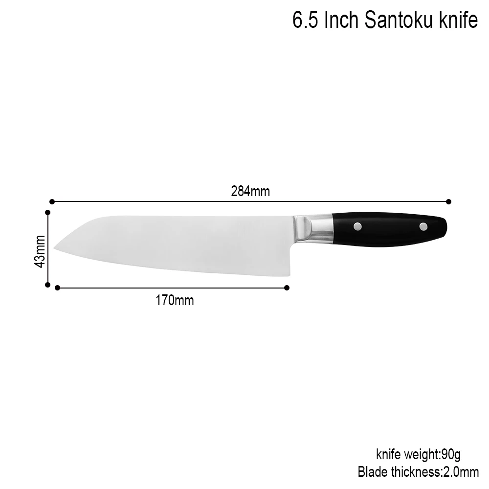ZEMEN 3cr13 нож сантоку из нержавеющей стали 6,5 дюймов кухонный нож с полной ручкой, очень острый нож для мяса, овощей, фруктов, инструмент для приготовления пищи