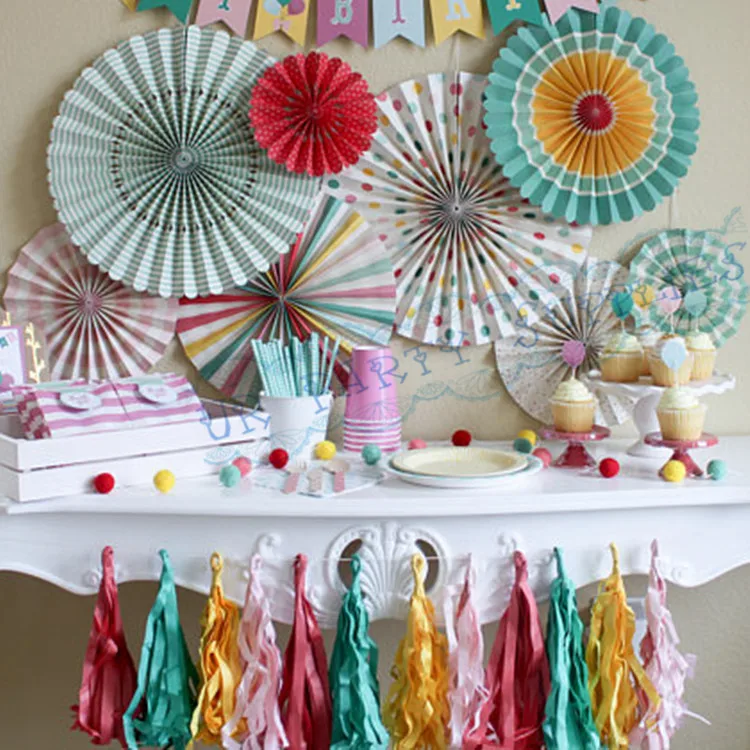 1 комплект/8 шт. бумажные вентиляторы Grand Event Pinwheel фон для дня рождения вечеринки