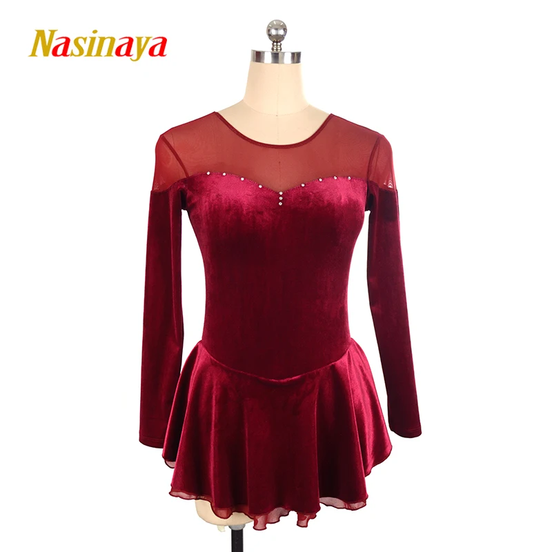 Nasinaya Figure Skating Competition Training Dress Customized Women's and Children's Velvet Mesh Long Sleeve Clothing