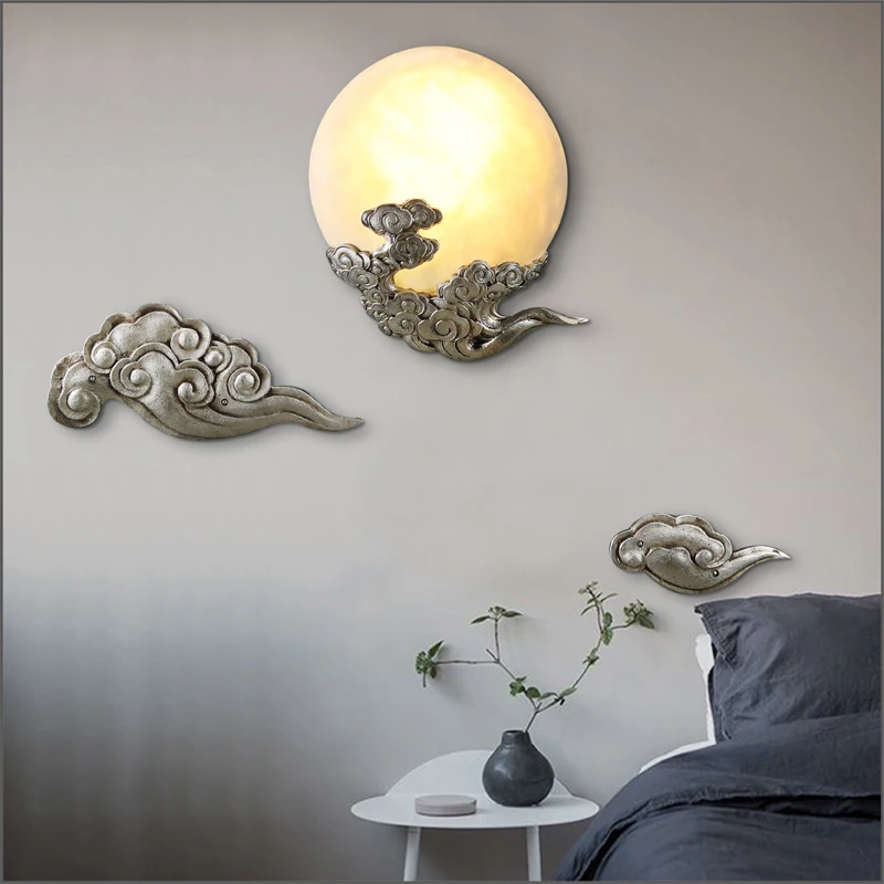 Креативный винтажный Китайский 3D лунный светодиодный настенный светильник для гостиной, спальни, отеля, рядом светильник, бра для коридора, настенный светильник, настенное искусство