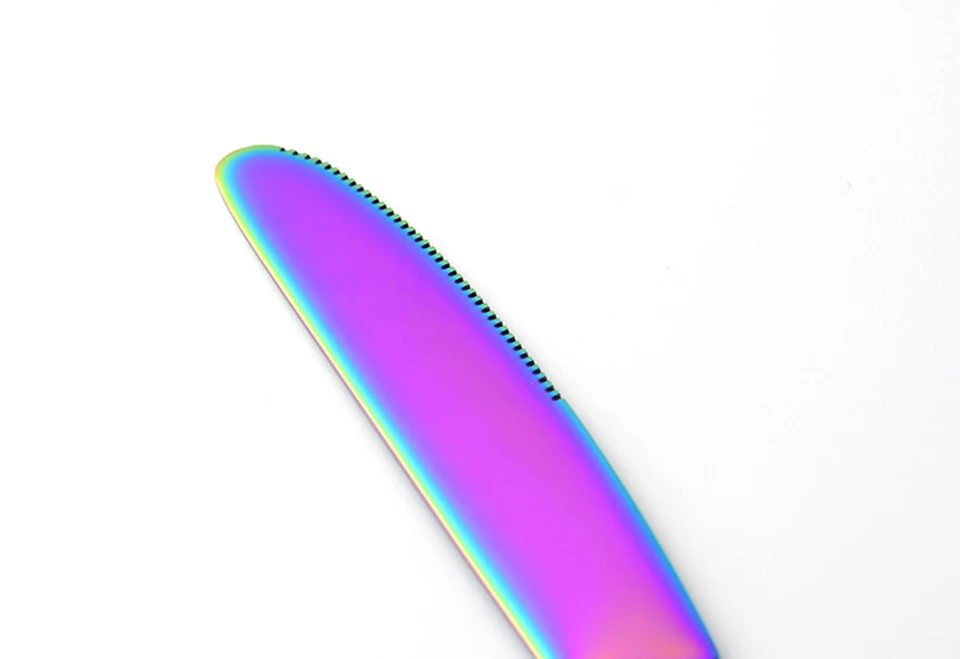 LIYIMENG Stainless Steel Rainbow Tableware Set Dinnerware Set Western Food Cutlery Tableware Dinnerware Set Kitchen Accessories 10