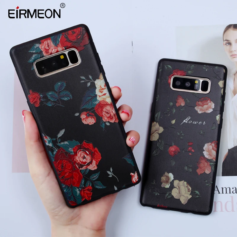 

EIRMEON For Samsung Galaxy Note 8 A5 2017 Case J4 J6 A6 Plus 2018 J3 J5 J7 2017 J2 Pro Soft TPU Silicon Flower Phone Back Covers
