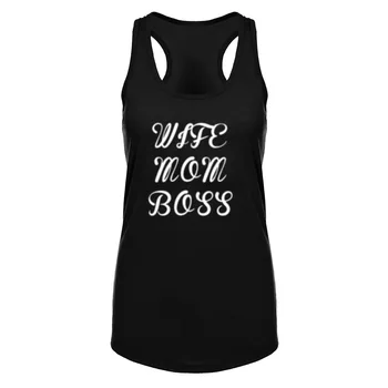 

Womens Wife Mom Boss Sayings Fitness Workout Racerback Tank Tops