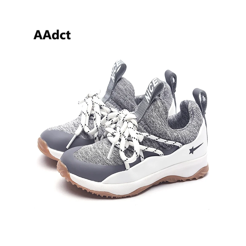 

AAdct 2018 Knitted Mesh running sports children shoes Breathable sneakers for boys girls High quality Non-slip kids shoes