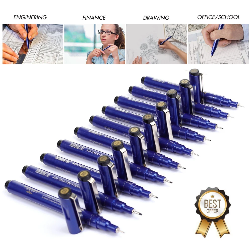 

Superior 10pcs/set Different Size Water Based Art Markers Pigment Liner Triangular Fineliner Pens for School Supplies