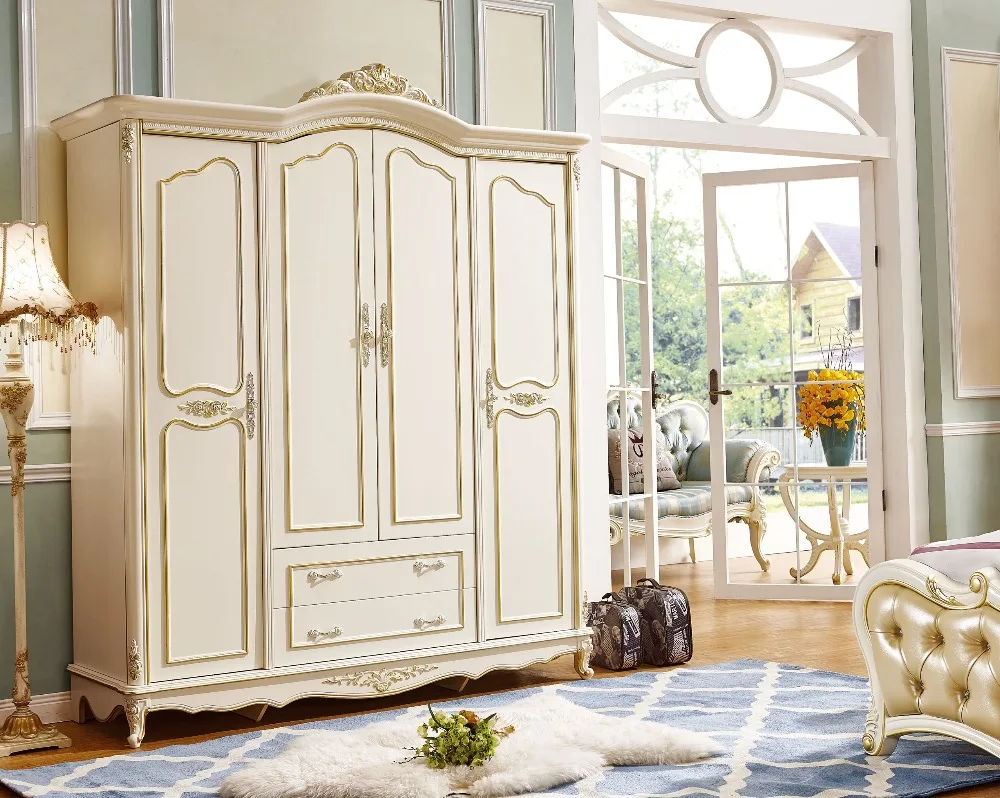 Роскошная мебель для спальни в европейском и американском стиле, 4 двери, шкаф для одежды