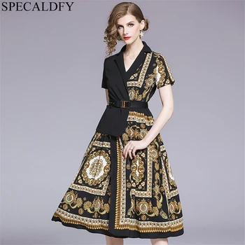 

Designer Runway Dresses 2020 Women High Quality Retro Vintage Dress Ladies Office Elegant Midi Dress Boho Bohemian Robe Femme