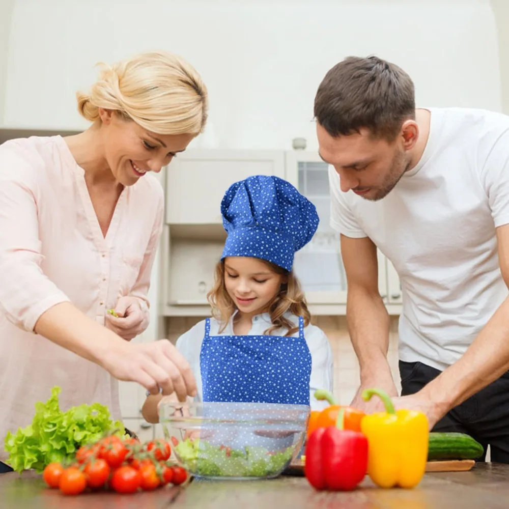 

Kids Apron Chef Hat Set Adjustable Cute Cotton Child Kitchen Aprons with 2 Pockets for Cooking Baking Painting popular