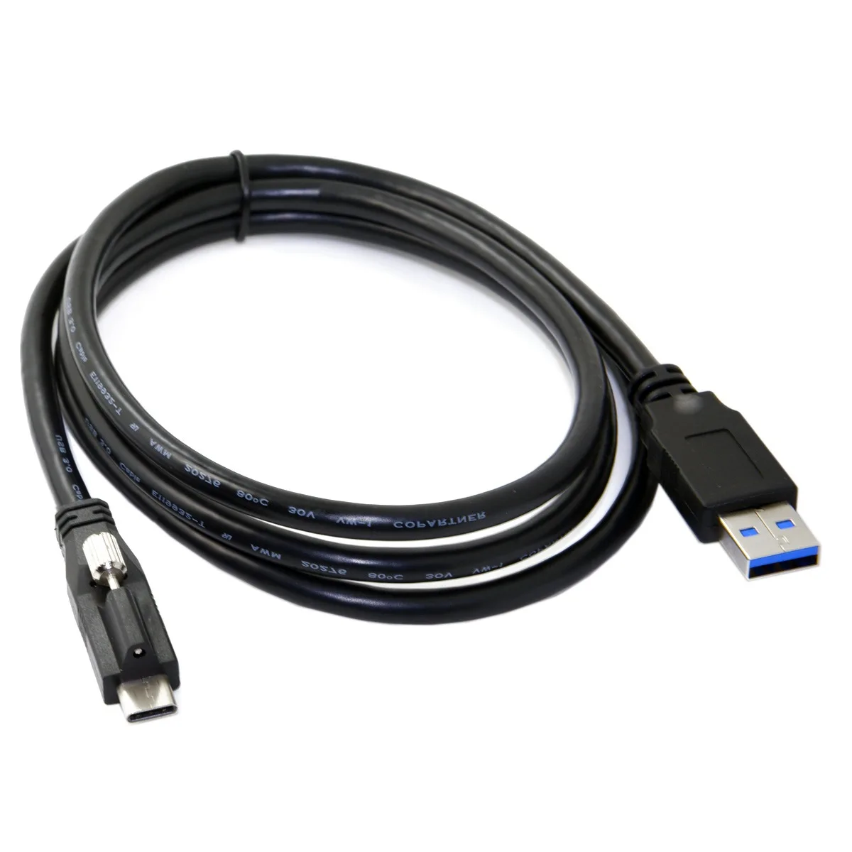 

10pcs/lot 1.2m USB 3.1 Type-C Locking Connector to Standard USB3.0 Data Cable With Panel Mount Screw