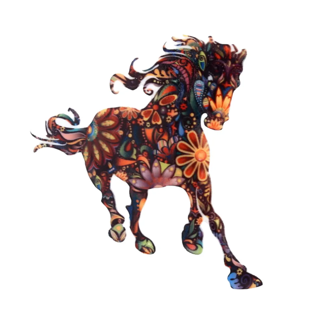 

High Quality Korean Men And Women Running Horse Brooch Pins For Women Jewelry Acrylic Suit Accessories Enimal Pin Wholesale F1