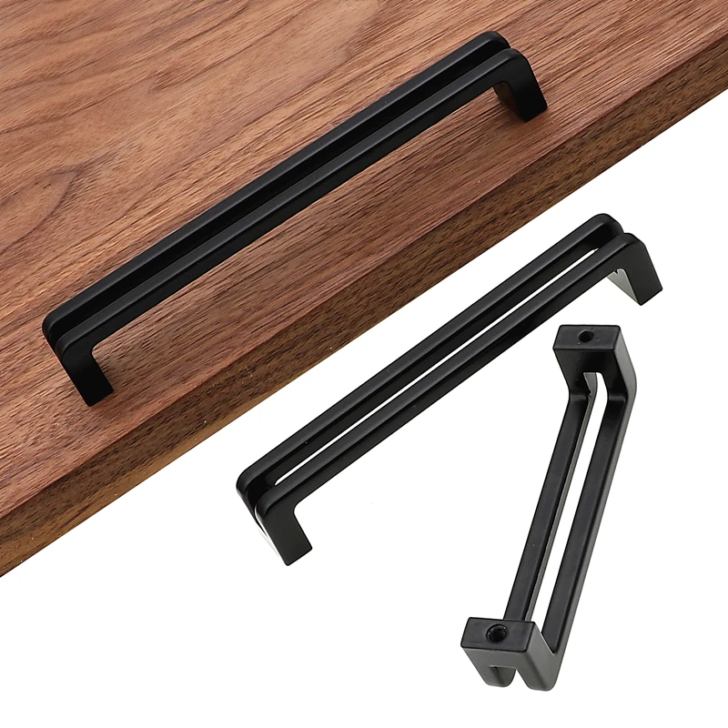 RUNBAZEF Black Cabinet Knobs And Handles Bar Kitchen Knob Furniture Hardware Drawer Pull Wardrobe Door Long Handl Handle