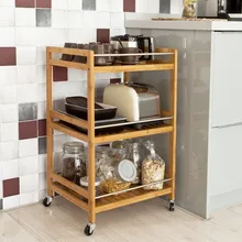SoBuy FKW11-N Kitchen Serving Trolley Cart Cupboard with Casters Bathroom Storage food serving trolley for indian marriage halls