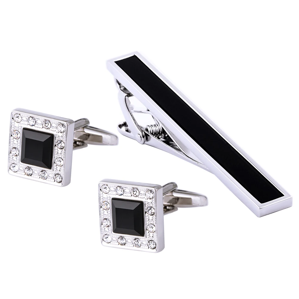 

VAGULA Tie Clip Cufflinks Set AAA Quality Tie Pin Cuff links Set Wedding gift Gemelos Tie Bar Link Set Men Jewelry 62